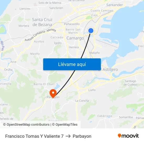 Francisco Tomas Y Valiente 7 to Parbayon map