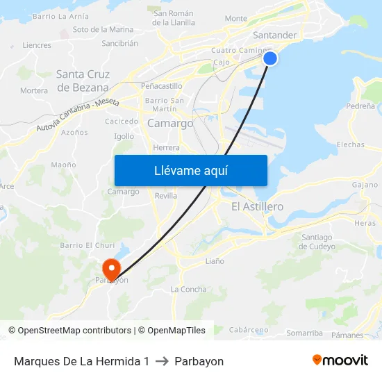 Marques De La Hermida 1 to Parbayon map