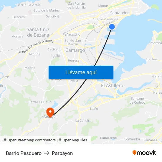 Barrio Pesquero to Parbayon map