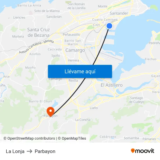 La Lonja to Parbayon map