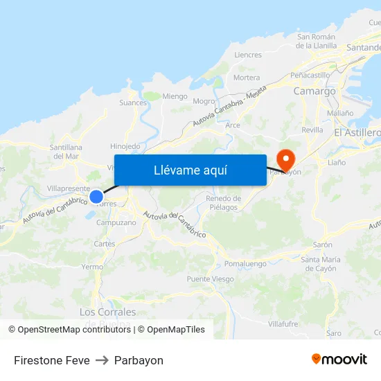 Firestone Feve to Parbayon map