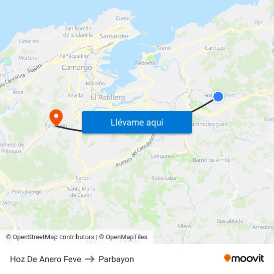 Hoz De Anero Feve to Parbayon map