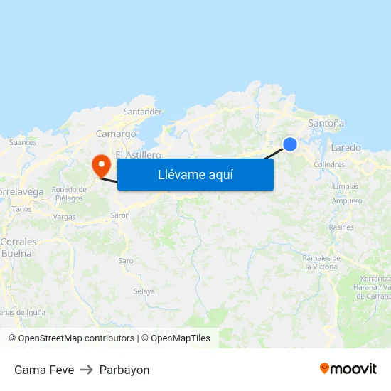Gama Feve to Parbayon map