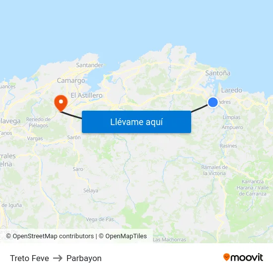 Treto Feve to Parbayon map