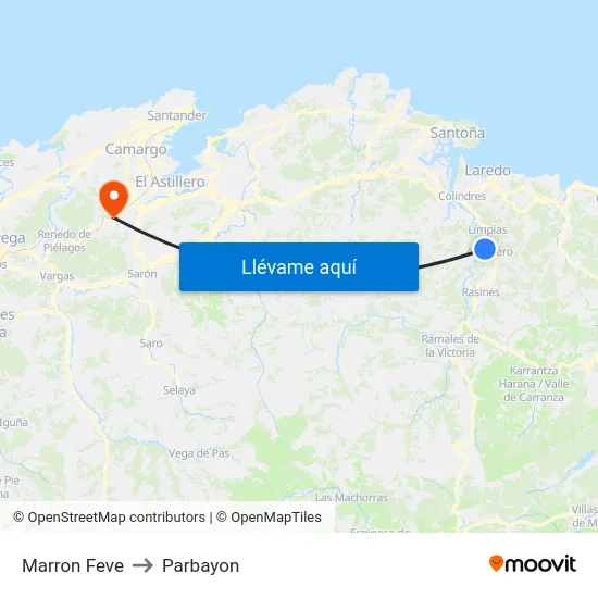Marron Feve to Parbayon map
