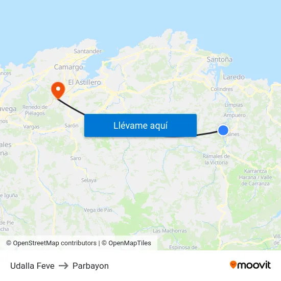 Udalla Feve to Parbayon map