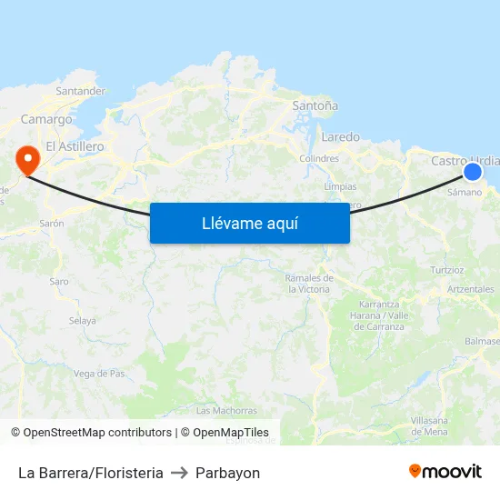La Barrera/Floristeria to Parbayon map
