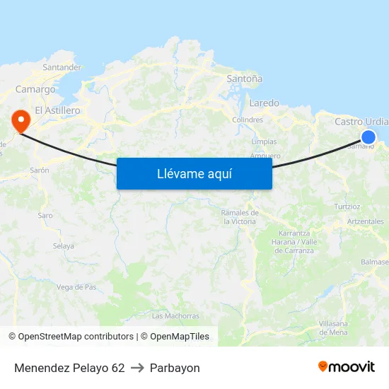 Menendez Pelayo 62 to Parbayon map