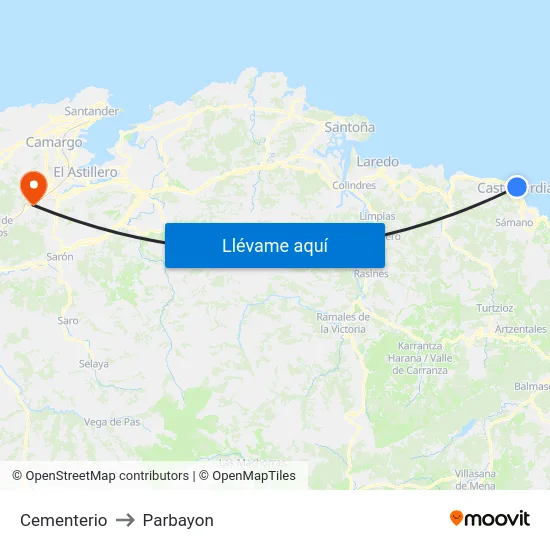 Cementerio to Parbayon map