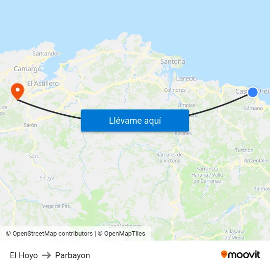 El Hoyo to Parbayon map