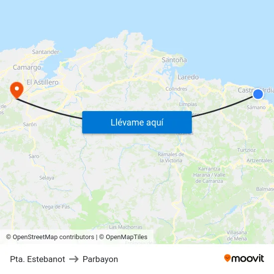 Pta. Estebanot to Parbayon map