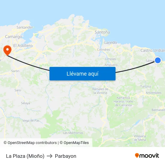 La Plaza (Mioño) to Parbayon map