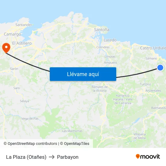 La Plaza (Otañes) to Parbayon map