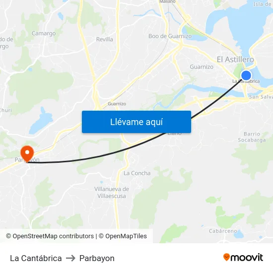 La Cantábrica to Parbayon map