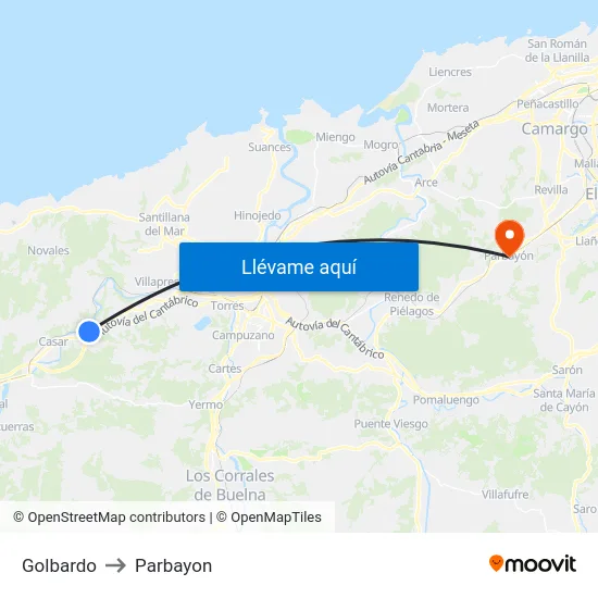 Golbardo to Parbayon map