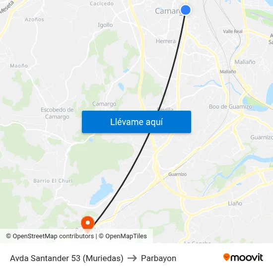 Avda Santander 53 (Muriedas) to Parbayon map