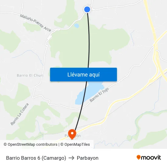 Barrio Barros 6 (Camargo) to Parbayon map