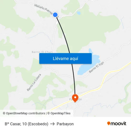 Bº Casar, 10 (Escobedo) to Parbayon map
