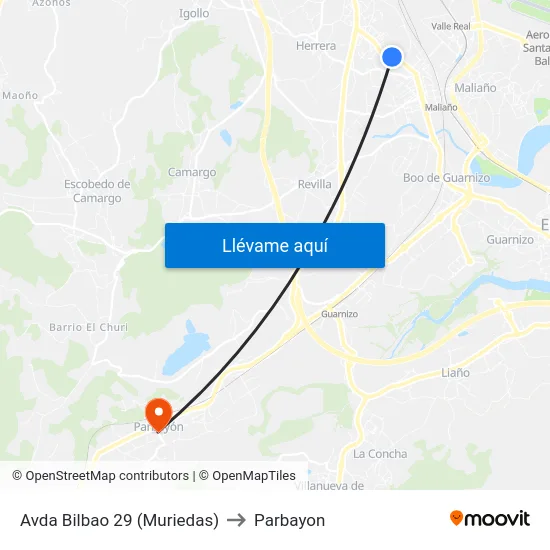 Avda Bilbao 29 (Muriedas) to Parbayon map