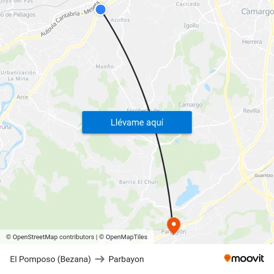El Pomposo (Bezana) to Parbayon map