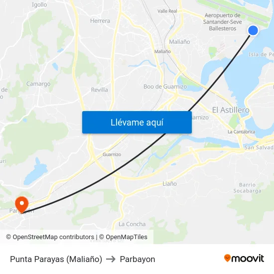 Punta Parayas (Maliaño) to Parbayon map