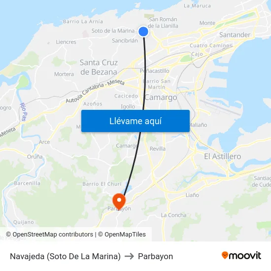 Navajeda (Soto De La Marina) to Parbayon map