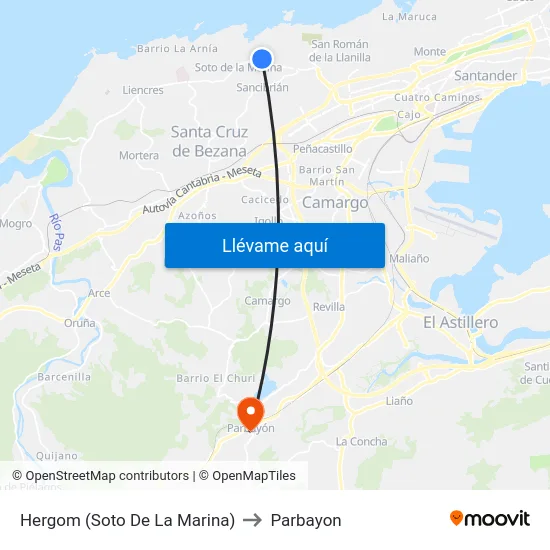 Hergom (Soto De La Marina) to Parbayon map