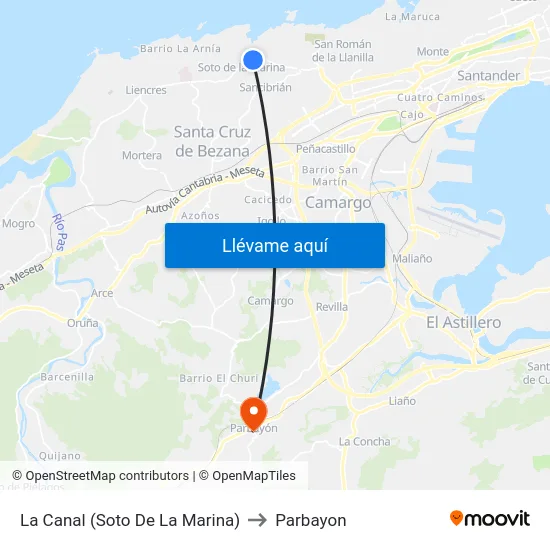 La Canal (Soto De La Marina) to Parbayon map