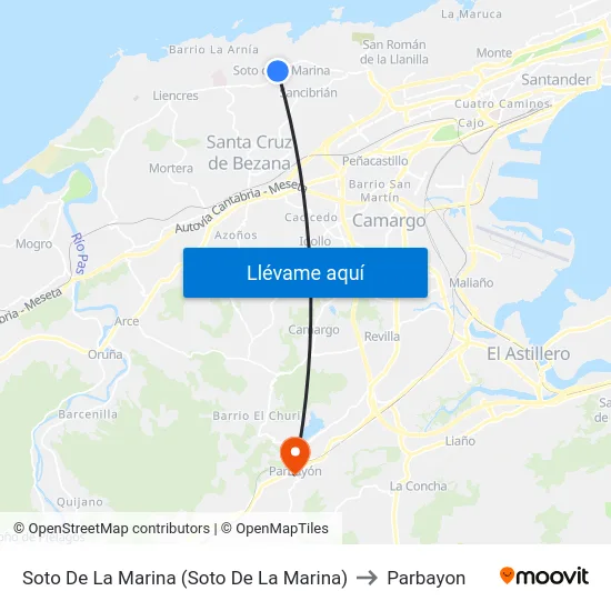Soto De La Marina (Soto De La Marina) to Parbayon map