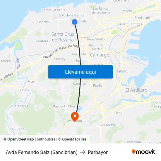 Avda Fernando Saiz (Sancibrian) to Parbayon map