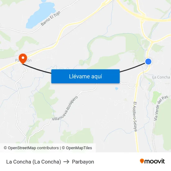 La Concha (La Concha) to Parbayon map