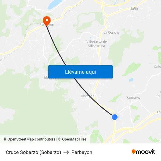 Cruce Sobarzo (Sobarzo) to Parbayon map