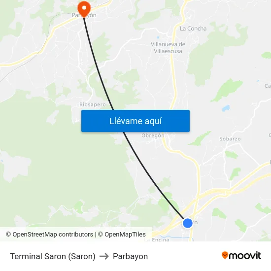Terminal Saron (Saron) to Parbayon map