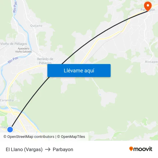 El Llano (Vargas) to Parbayon map