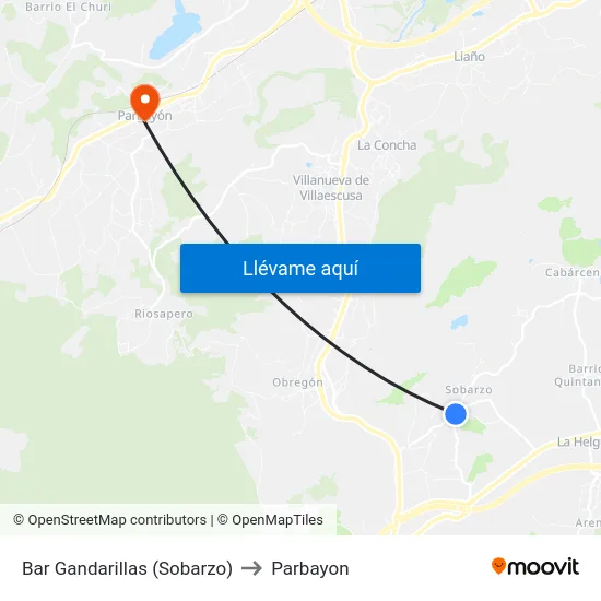 Bar Gandarillas (Sobarzo) to Parbayon map
