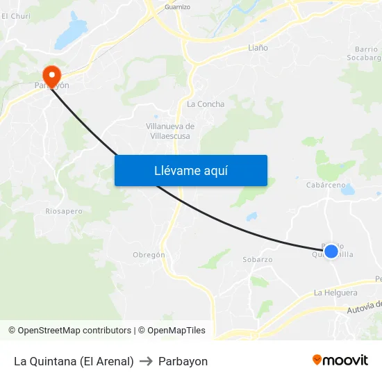 La Quintana (El Arenal) to Parbayon map