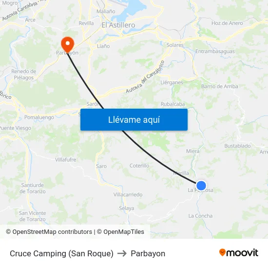 Cruce Camping (San Roque) to Parbayon map