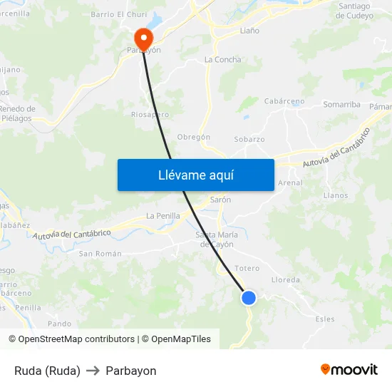 Ruda (Ruda) to Parbayon map