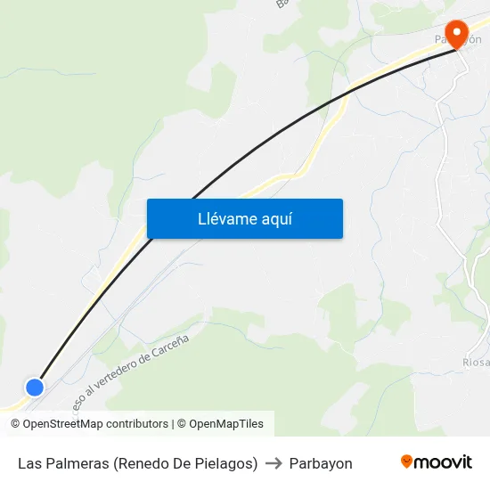 Las Palmeras (Renedo De Pielagos) to Parbayon map