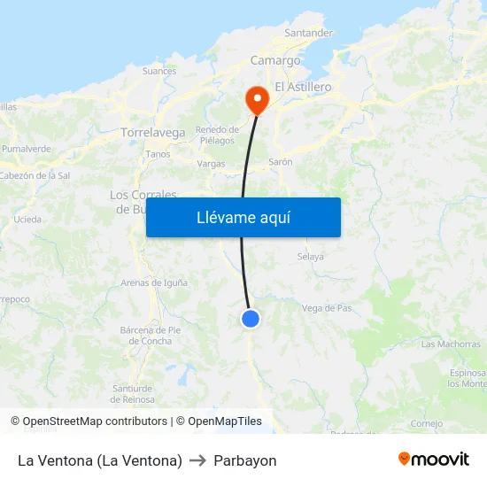 La Ventona (La Ventona) to Parbayon map