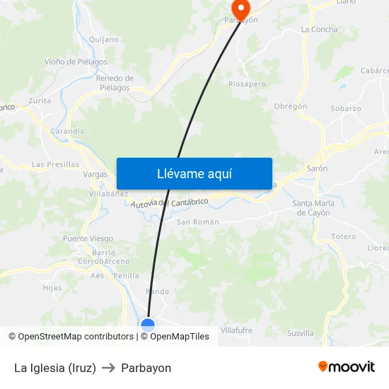 La Iglesia (Iruz) to Parbayon map