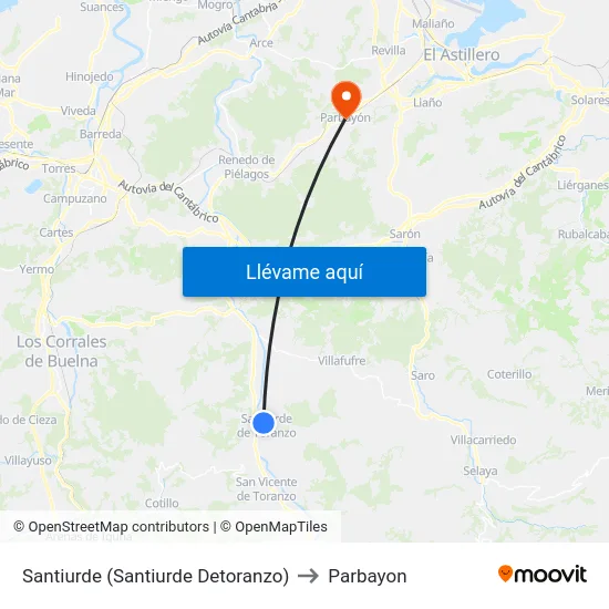 Santiurde (Santiurde Detoranzo) to Parbayon map
