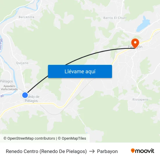 Renedo Centro (Renedo De Pielagos) to Parbayon map