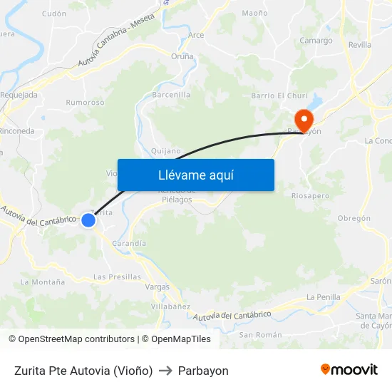 Zurita Pte Autovia (Vioño) to Parbayon map