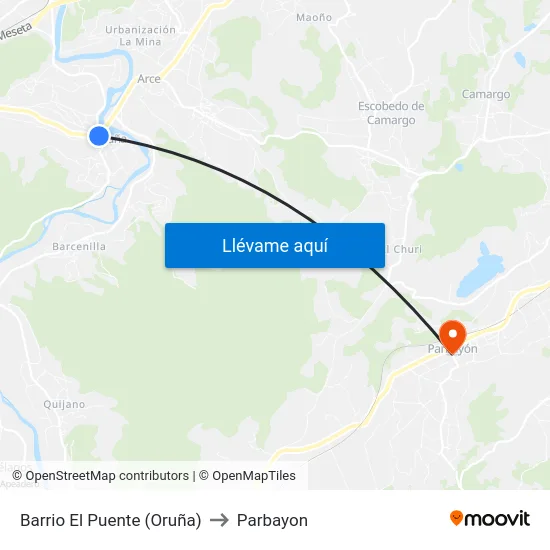 Barrio El Puente (Oruña) to Parbayon map