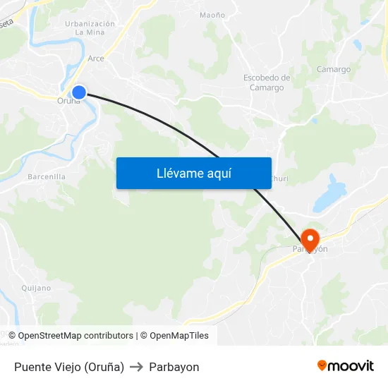 Puente Viejo (Oruña) to Parbayon map