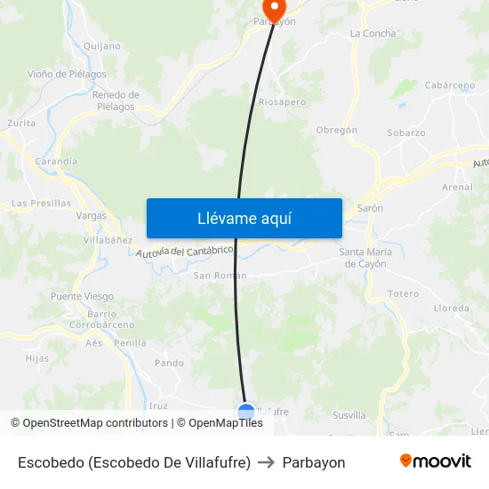 Escobedo (Escobedo De Villafufre) to Parbayon map