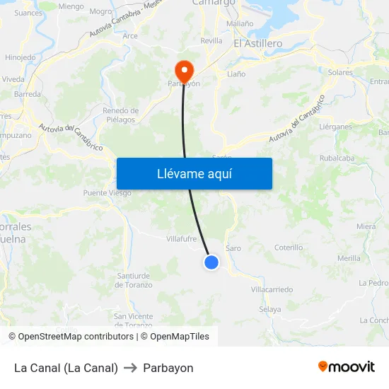 La Canal (La Canal) to Parbayon map