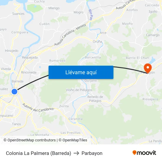 Colonia La Palmera (Barreda) to Parbayon map