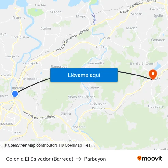 Colonia El Salvador (Barreda) to Parbayon map